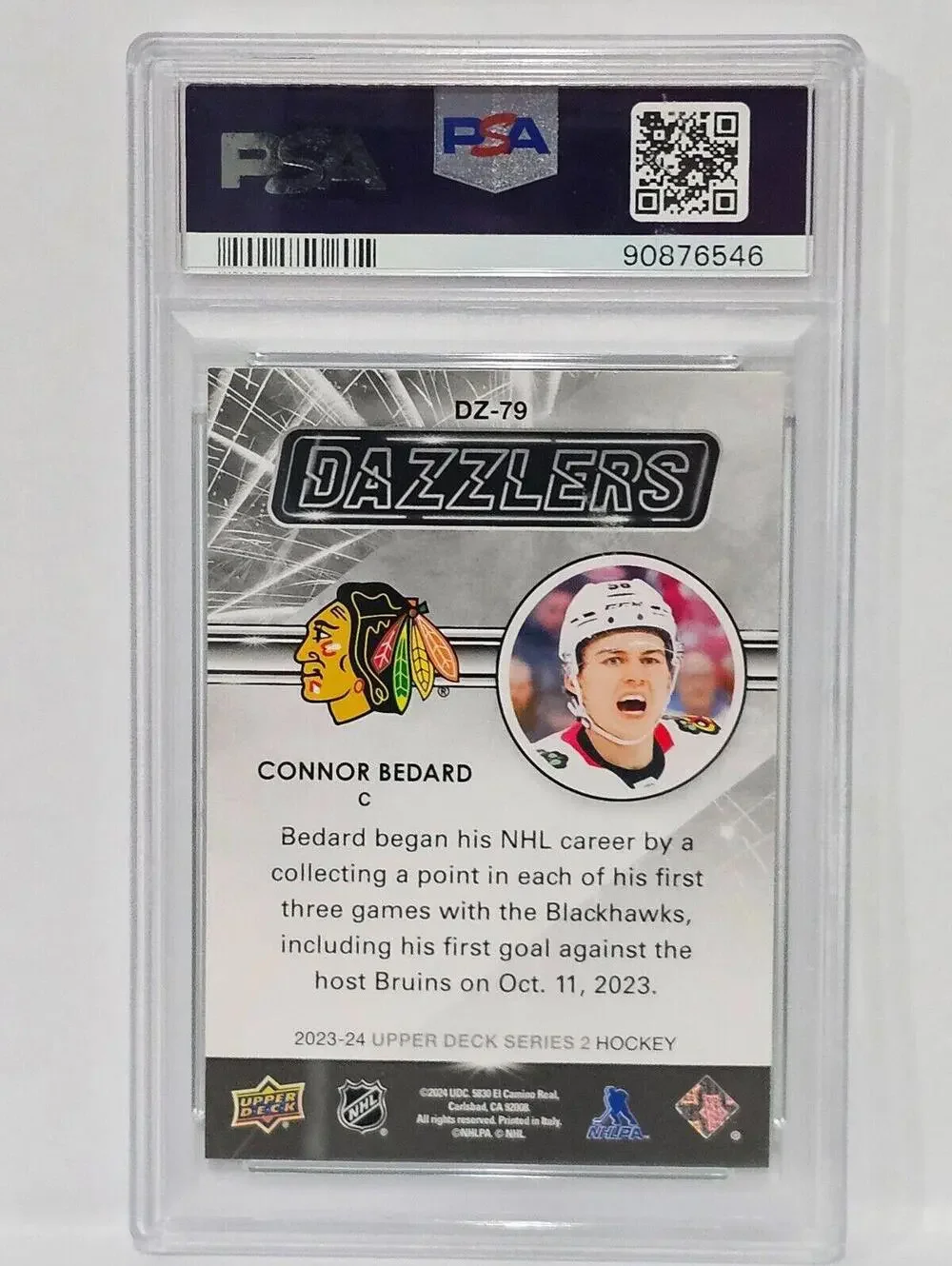 2023 Upper Deck Connor Bedard Dazzlers-Green #DZ79 - Mint PSA 9
